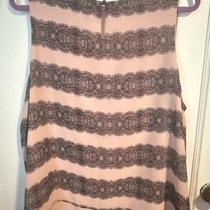 Torrid chiffon sleeveless shirt. Pale pink with lace design! Size 1